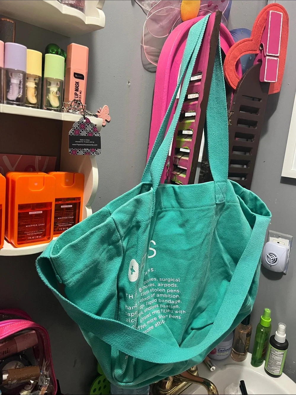 Figs Large Tote Bag in Teal Green